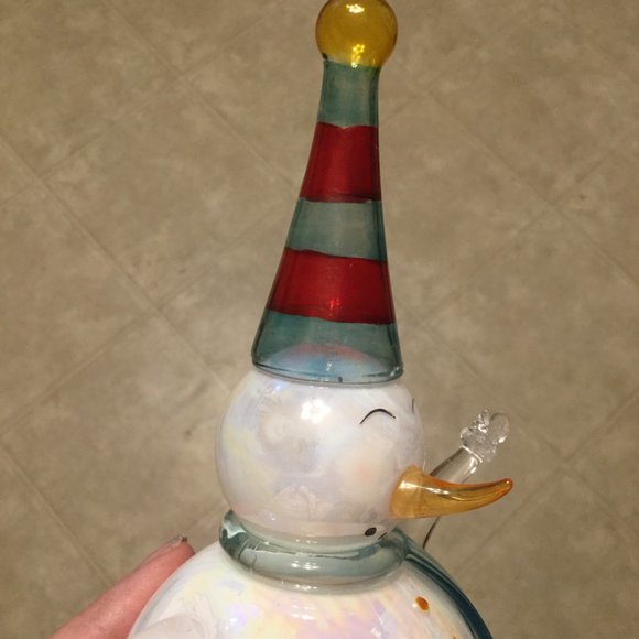 Vintage style glass snowman tree topper - Picture 2 of 8